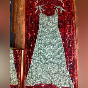 Reformation tie shoulder printed maxi dress